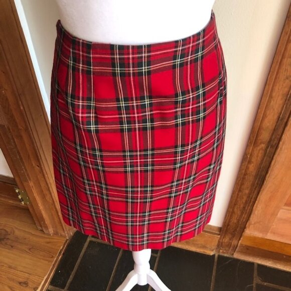 TALBOTS Tartan A Line Red Plaid Skirt 12P - Picture 5 of 15